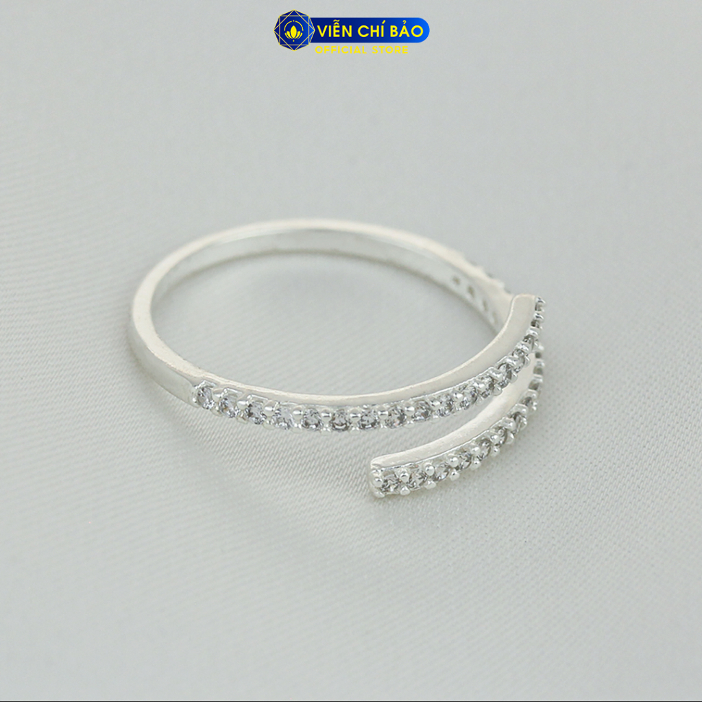 Nhẫn bạc nữ đính đá chéo chất liệu bạc 925 thời trang phụ kiện trang sức Viễn Chí Bảo N400596