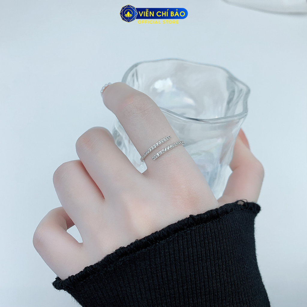 Nhẫn bạc nữ đính đá chéo chất liệu bạc 925 thời trang phụ kiện trang sức Viễn Chí Bảo N400596