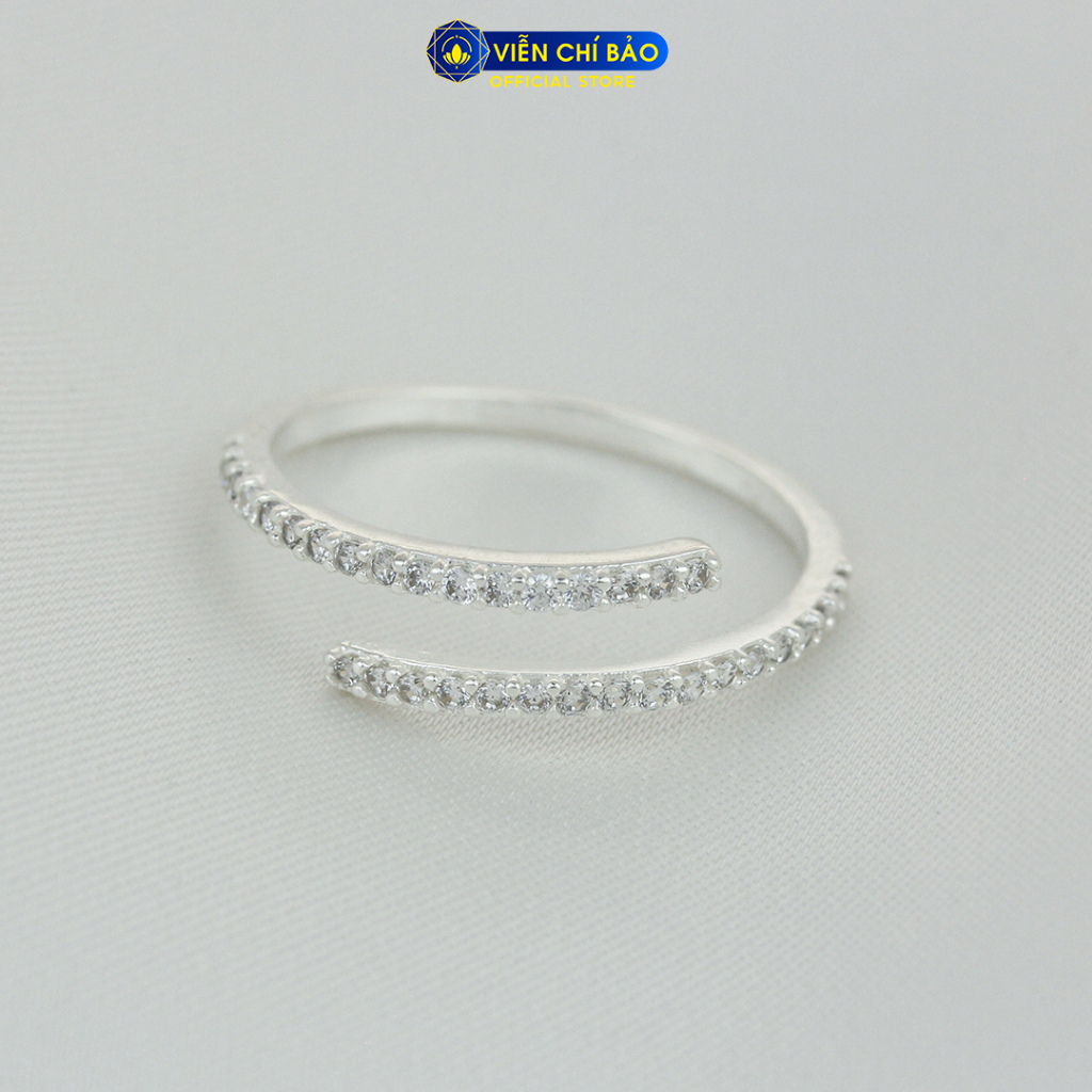 Nhẫn bạc nữ đính đá chéo chất liệu bạc 925 thời trang phụ kiện trang sức Viễn Chí Bảo N400596