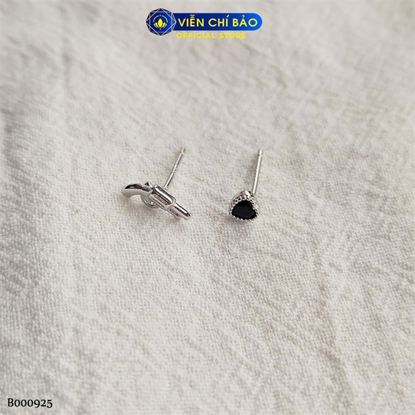 Bông tai bạc nữ trái tim và súng chất liệu bạc 925 thời trang phụ kiện trang sức Viễn Chí Bảo B000925