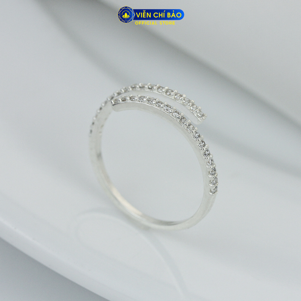 Nhẫn bạc nữ đính đá chéo chất liệu bạc 925 thời trang phụ kiện trang sức Viễn Chí Bảo N400596