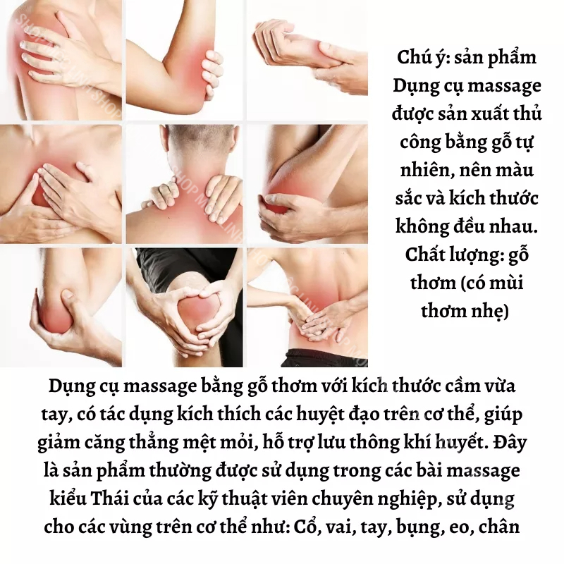 Dụng cụ massage day ấn huyệt gỗ thơm nhiều món an toàn sức khỏe, mát xa hỗ trợ xương khớp - shop mộc linh