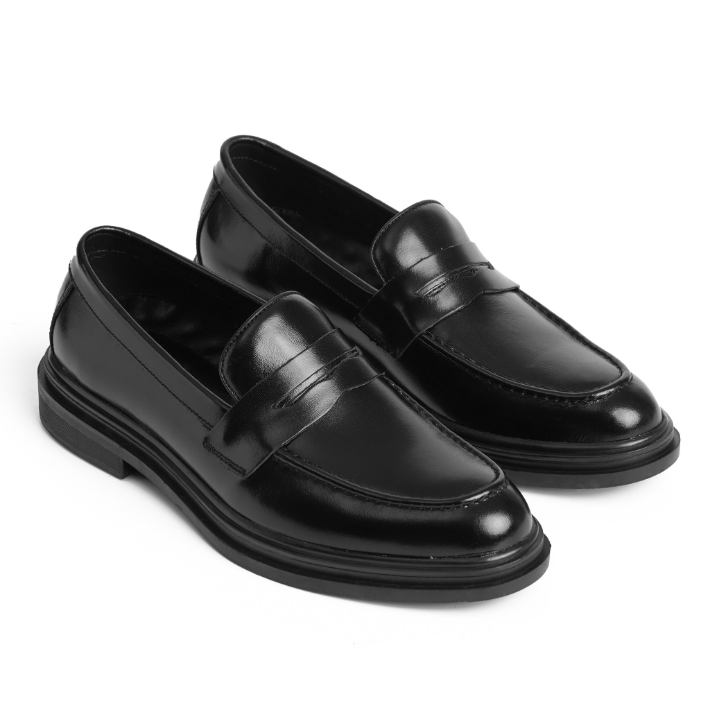 Giày da bò nam FTT Leather dáng lười Penny Loafer trơn độn đế ẩn tăng chiều cao