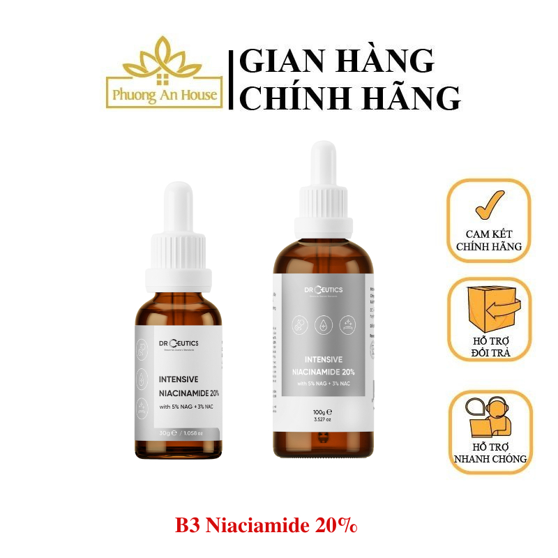 Serum DrCeutics B3 Intensive Niacinamide 20% se khít lỗ chân lông, giảm thâm mụn  30ml & 100ml - Phu