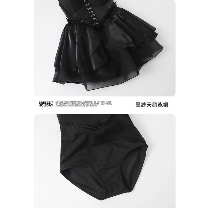 Bikini 1 mảnh dáng váy INFLACHI đi biển du lịch màu đen 2 dây cúp ngực phối ren tôn dáng  99152 C-23.1 | BigBuy360 - bigbuy360.vn