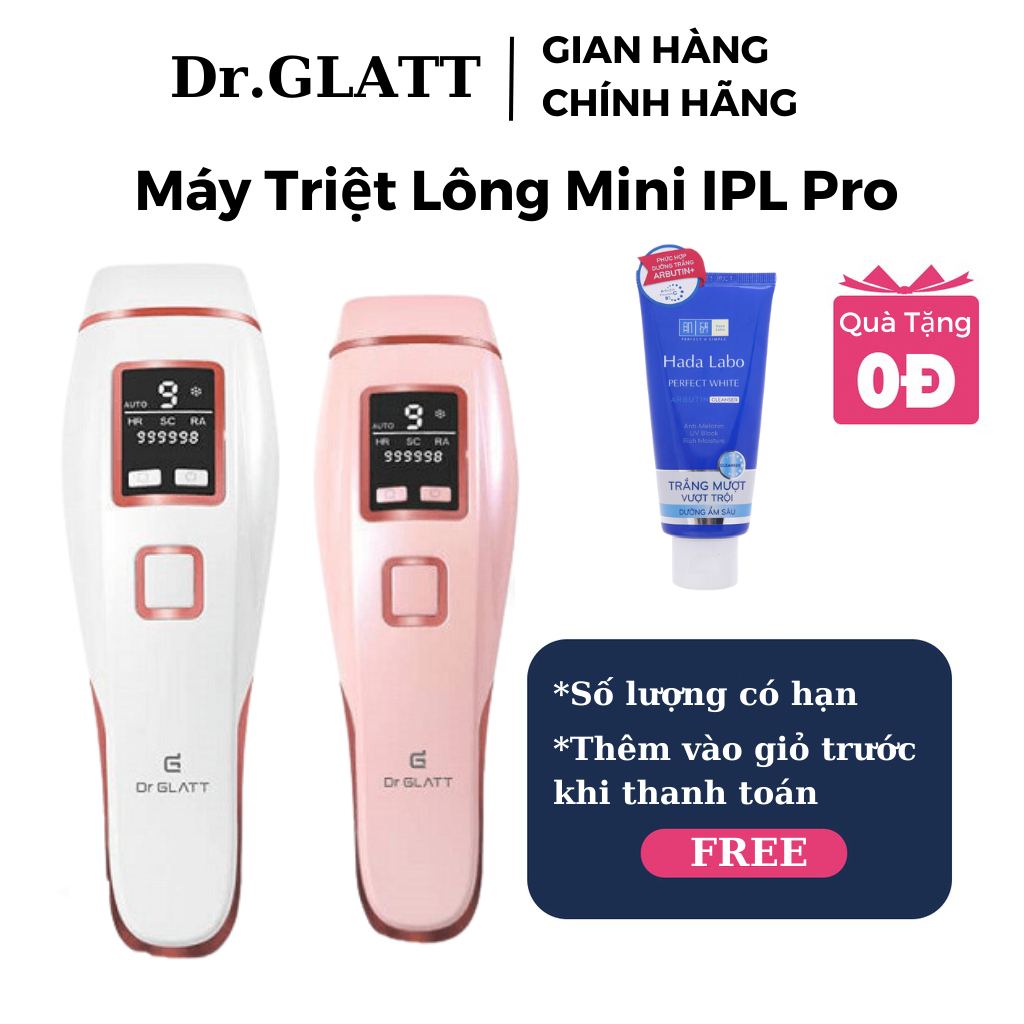 Máy triệt lông mini đa năng triệt lông vĩnh viễn trị mụn trẻ hoá da DR GLATT IPL PRO đến từ Đức  - BH 2 Năm