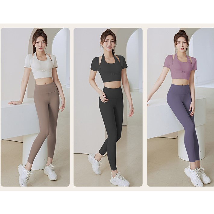 Áo croptop nữ tay ngắn kiểu ôm body, áo croptop tập gym yoga nữ CROP02
