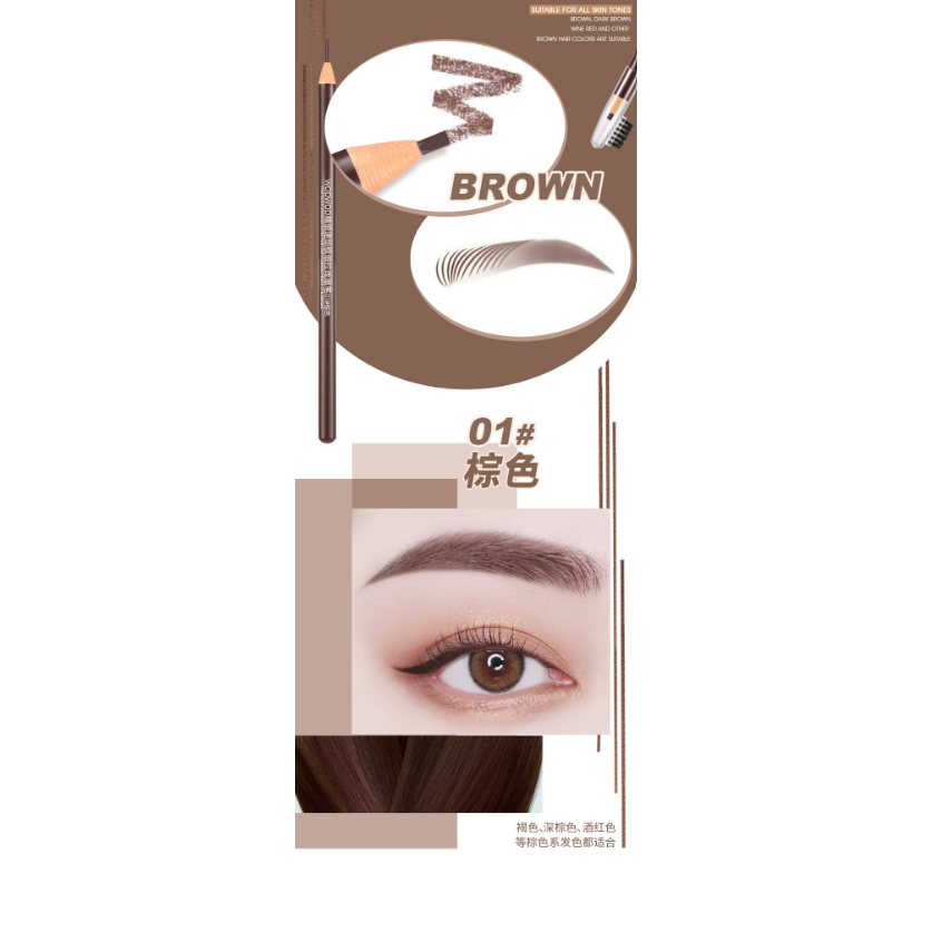 Bút Chì Kẻ Lông Mày Đầu Nhỏ Dễ Kẻ Kháng Nước Lâu Trôi WODWOD NO.W939