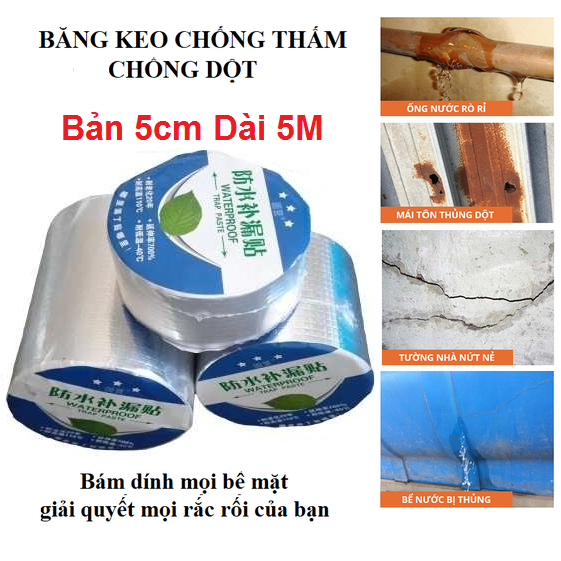 Băng Keo Chống Thấm Dột Dán Ống Nước, Mái Tôn, Dán Bê Tông