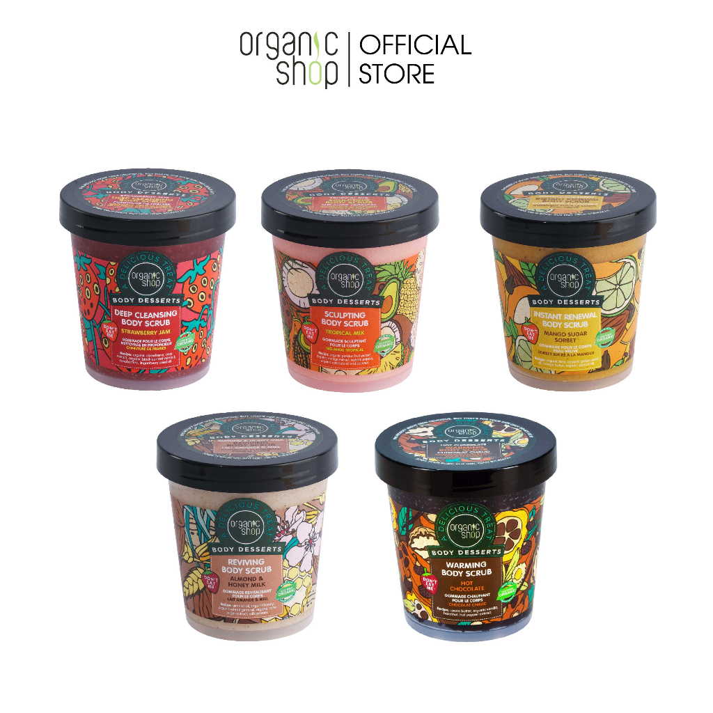 Tẩy Da Chết Toàn Thân ORGANIC SHOP, Tẩy Tế Bào Chết Giúp Làm Sạch Da, Giảm Tình Trạng Da Sần Sùi Body Desserts Scrub 450