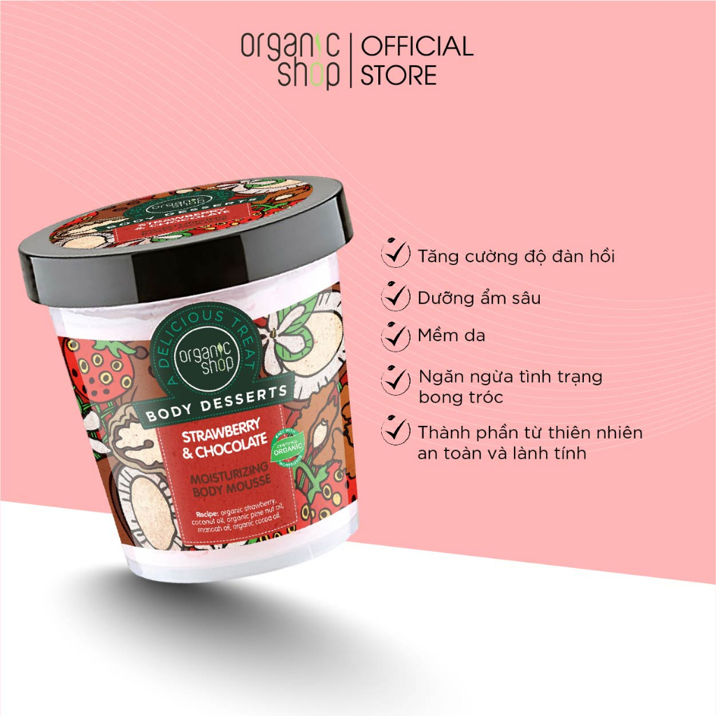 Kem Dưỡng Body Dưỡng Ẩm Mềm Mịn Sáng Da ORGANIC SHOP Body Mousse 450ml