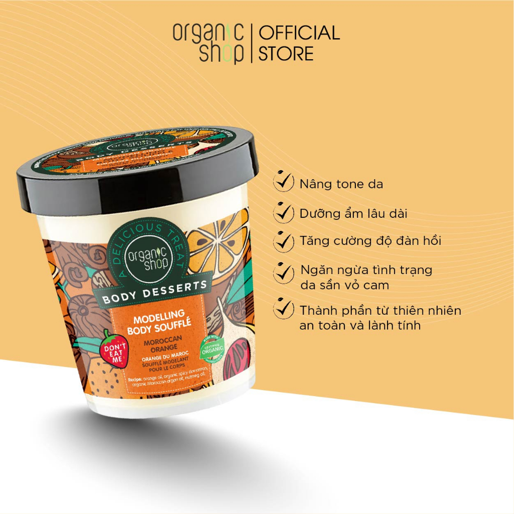 Kem Dưỡng Body Dưỡng Ẩm Mềm Mịn Sáng Da ORGANIC SHOP Body Mousse 450ml