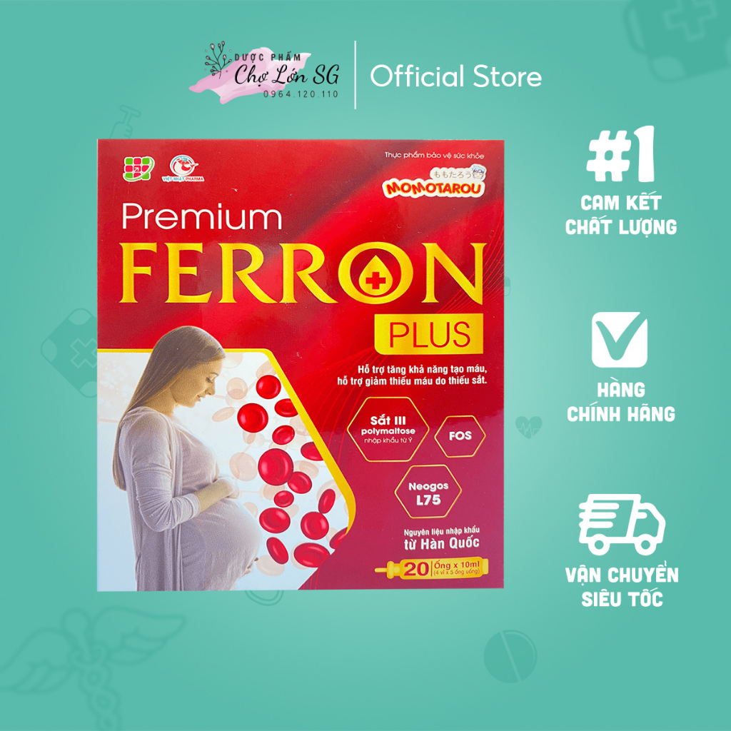 [CHÍNH HÃNG] Siro bổ sung sắt ống Premium Ferron Plus - hỗ trợ khả năng tái tạo máu, giảm thiếu máu do thiếu sắt