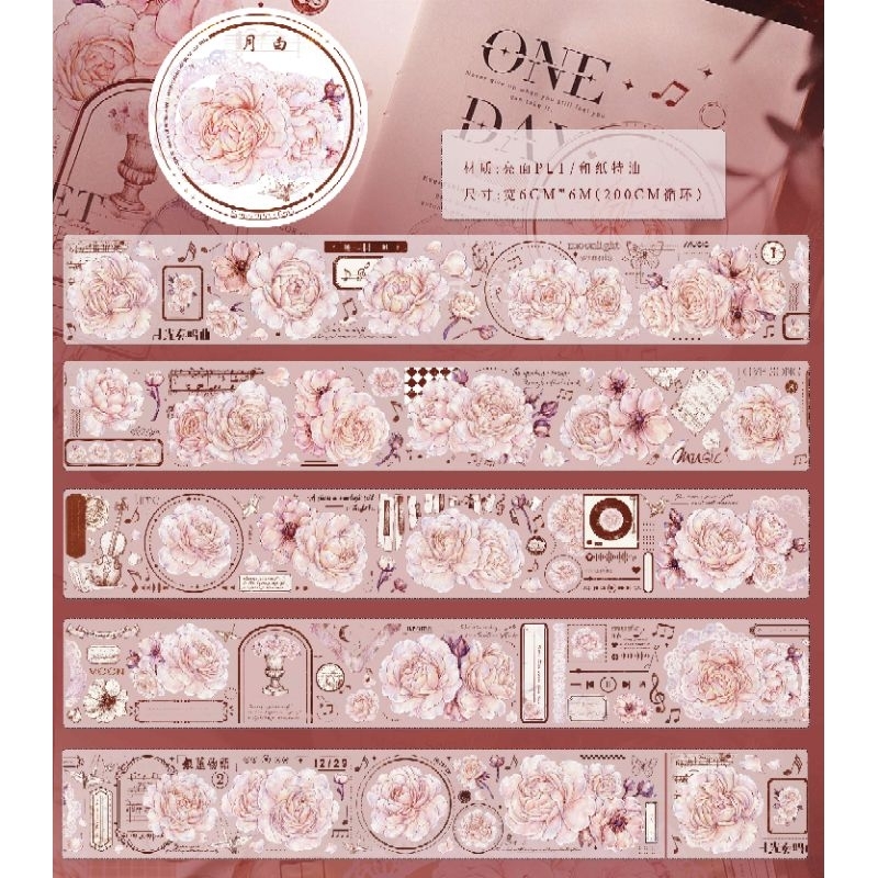 Krisna.room ♡ XBJ studio- Chu kì 200cm cuộn băng dán hình hoa mẫu đơn