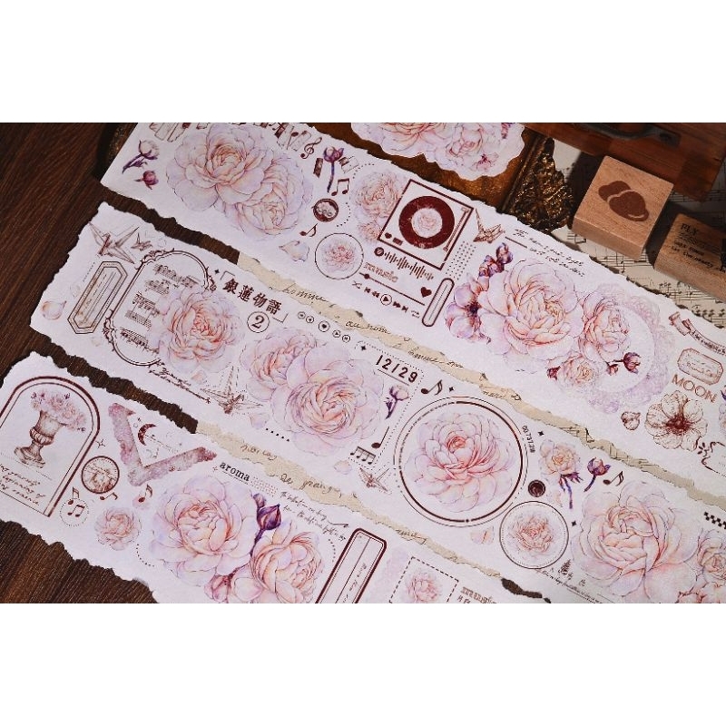 Krisna.room ♡ XBJ studio- Chu kì 200cm cuộn băng dán hình hoa mẫu đơn