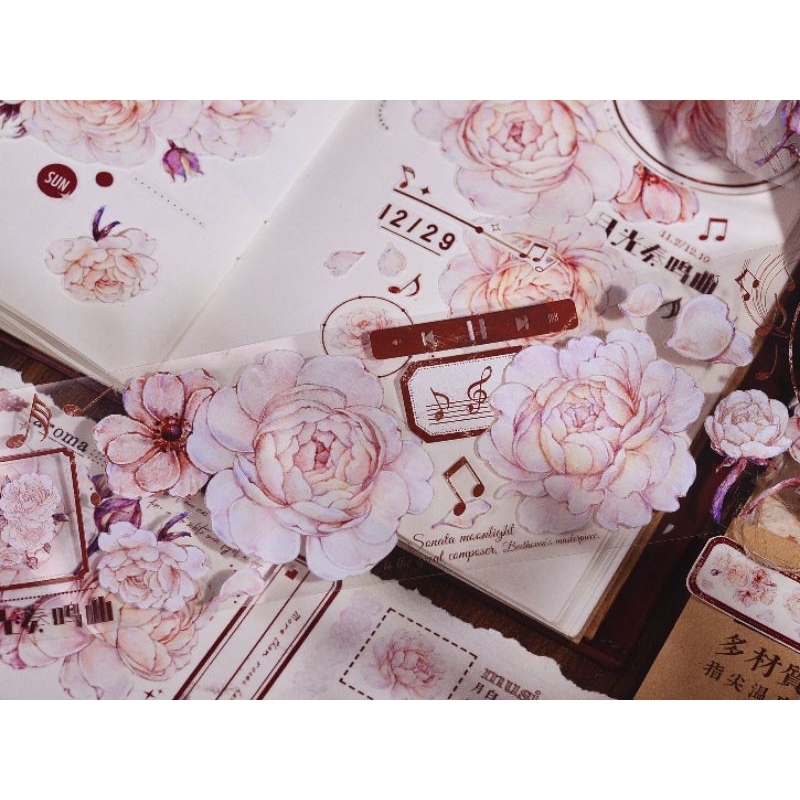 Krisna.room ♡ XBJ studio- Chu kì 200cm cuộn băng dán hình hoa mẫu đơn