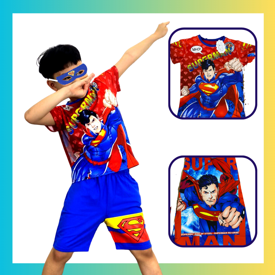Set 3 món quần áo Superman BigBap cho bé chất vải cotton co giãn 4 chiều thoáng mát phong cách năng động