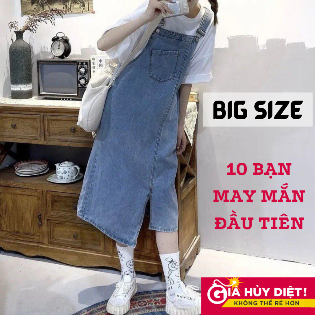 Quần Yếm Bigsize Nữ 80kg 100kg Yếm Bigsize Jean Quần Yếm Bigsize Ống Rộng Yếm Váy Bigsize Nữ Dáng Dài Thời Trang Hàn Quố