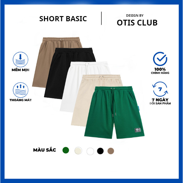 Quần short unisex Local Brand Otis Club - SHORT THUN TRƠN