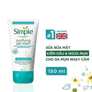 Sữa rửa mặt Simple Purifying Gel Wash Dành Cho Da Dầu Mụn 150ml