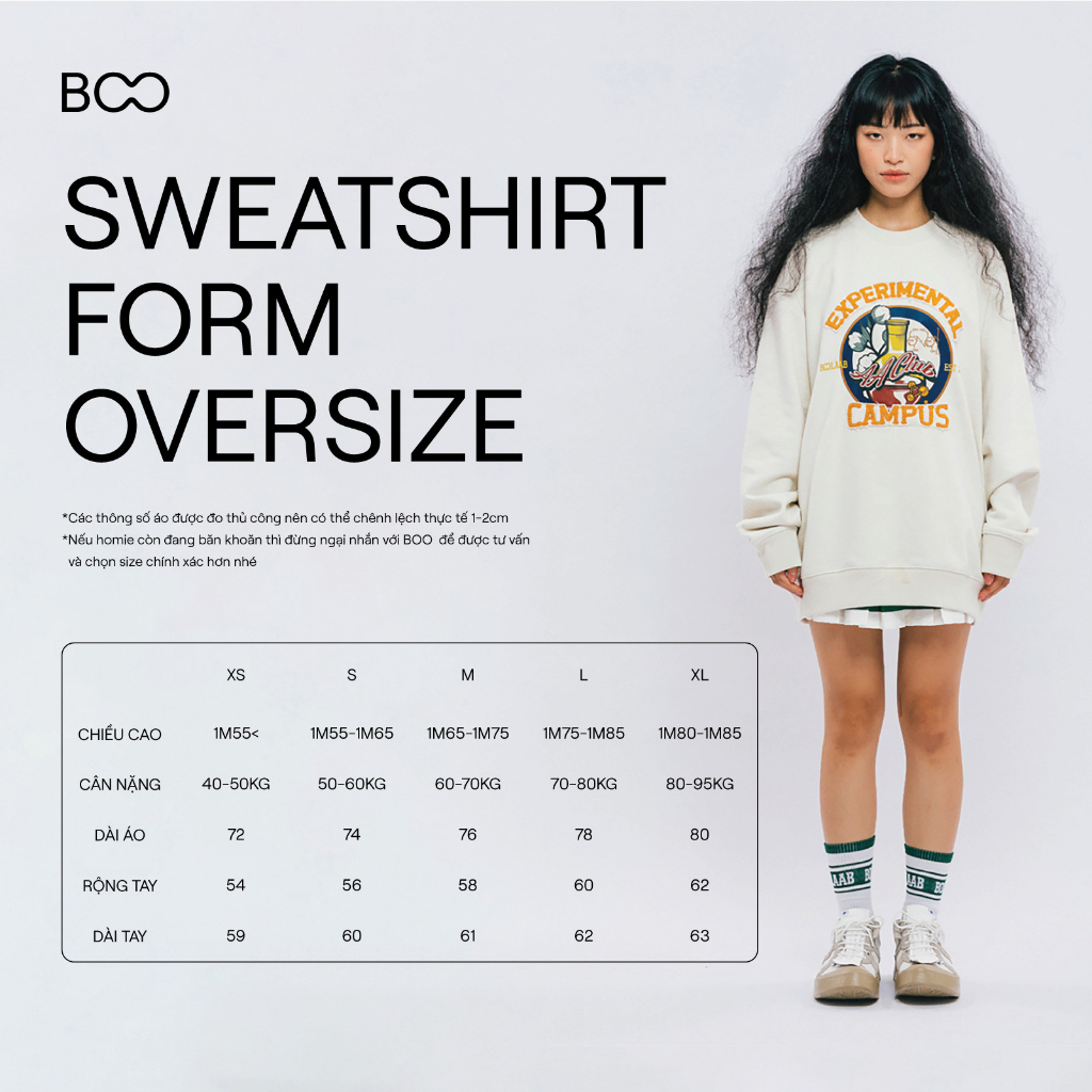 Áo Nỉ Không Mũ Unisex BOO Dáng Oversize Thêu Logo ZOOKIZ Graphic Logo OOB