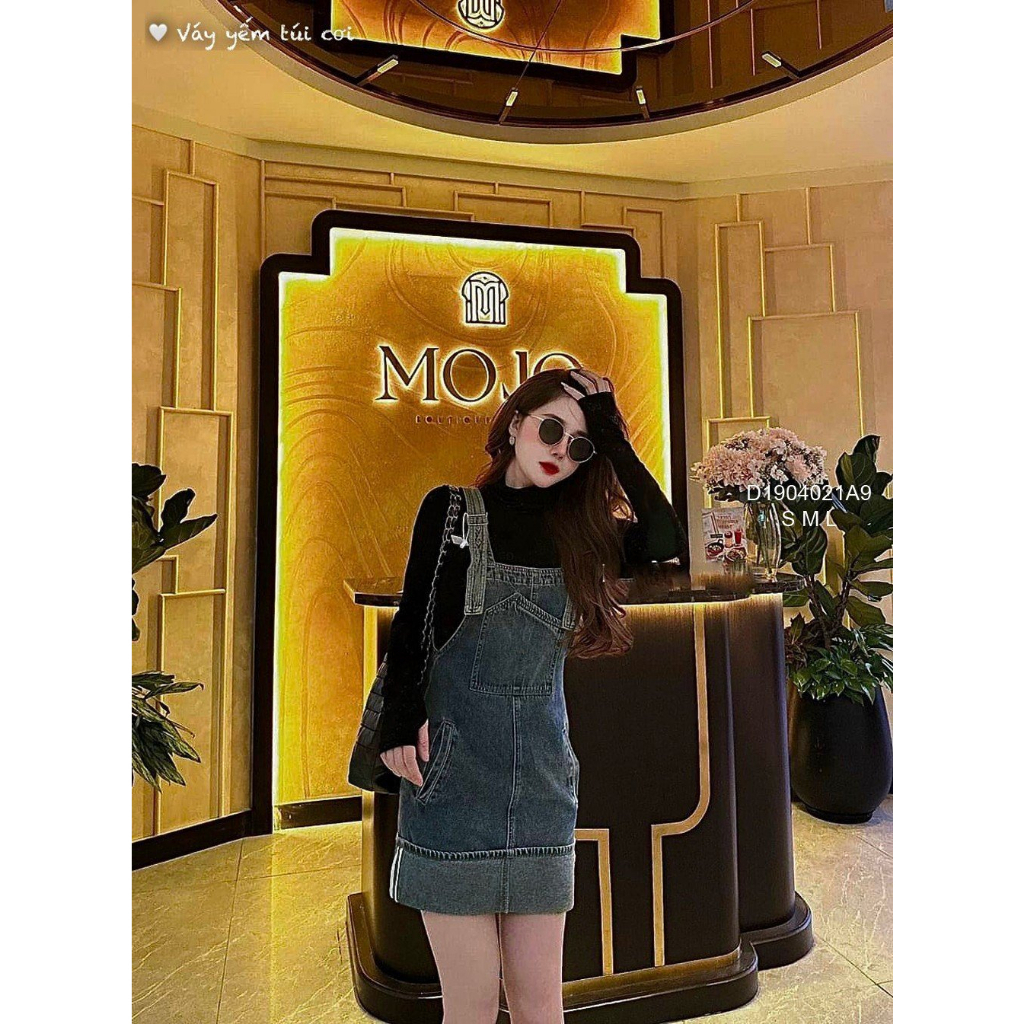 Yếm jean gấp lai túi to trước ngực!