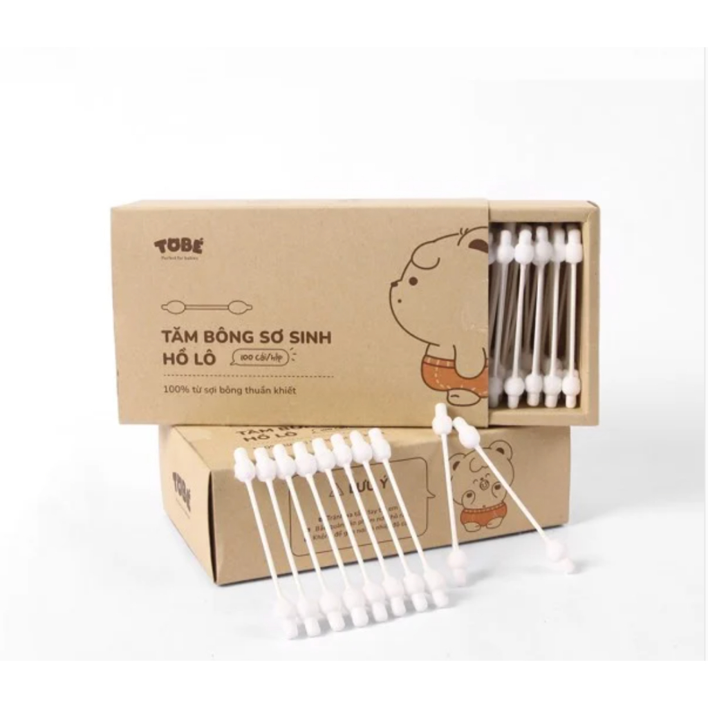 Tăm bông Sơ sinh TOBE đầu nhỏ an toàn cho bé sơ sinh tiện lợi cho cả gia đình hộp 400 chiếc