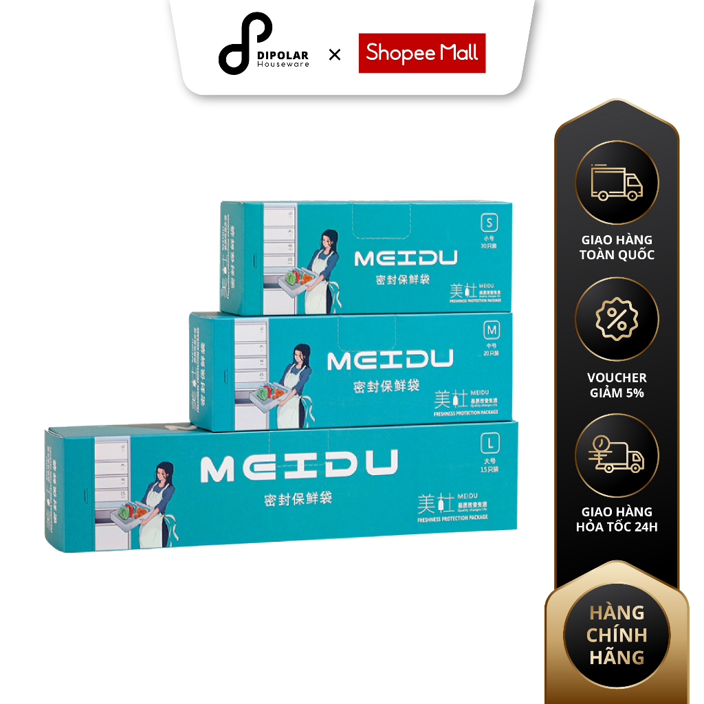 Túi Zip Đựng Thực Phẩm DIPOLAR 2 Đường Khóa Bảo Quản Thực Phẩm Tươi Mới Size S/M/L - DTZ01