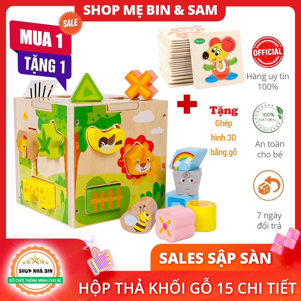Đồ Chơi thông minh Hộp Thả Và Phân Biệt 15 Hình Khối, Màu Sắc Khác Nhau Giúp Trẻ Phát Triển Tư Duy Logic Cho bé
