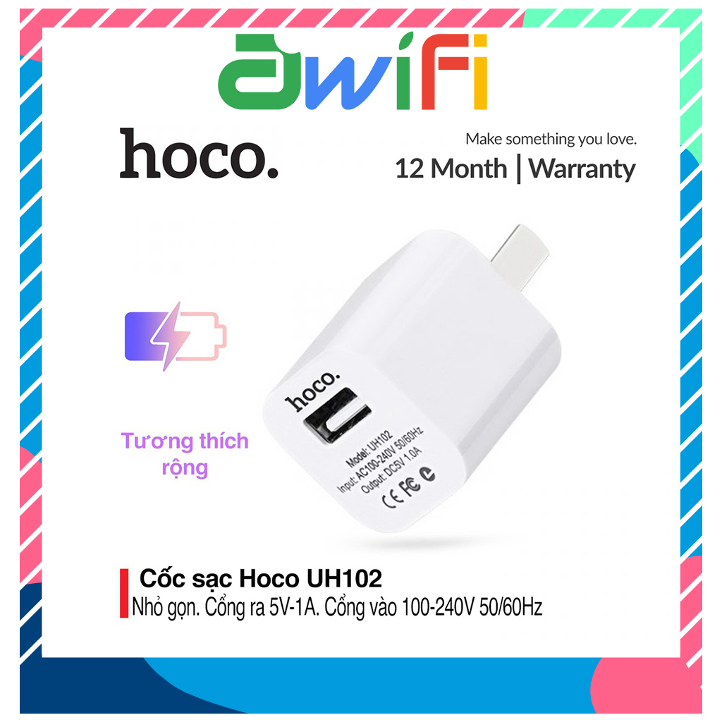 Củ sạc HoCo UH102 Chính Hãng Hỗ trợ sạc nhanh Cho Pin Dự Phòng Cáp Sạc Tai nghe Bluetooth Case AWiFi – L2-4