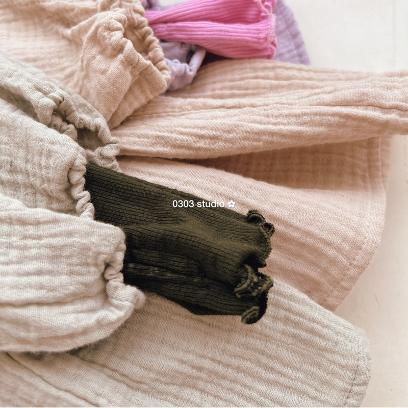 | 0303 studio | áo cổ tròn dài tay muslin - dòng Bông Mây