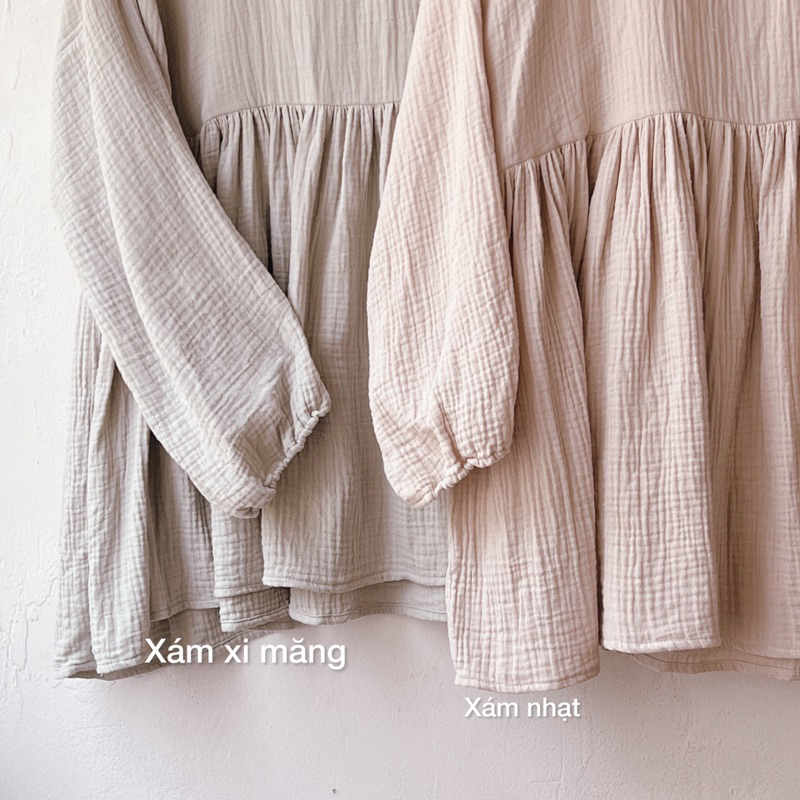 | 0303 studio | áo cổ tròn dài tay muslin - dòng Bông Mây