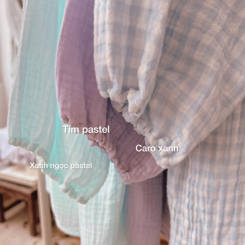 | 0303 studio | áo cổ tròn dài tay muslin - dòng Bông Mây