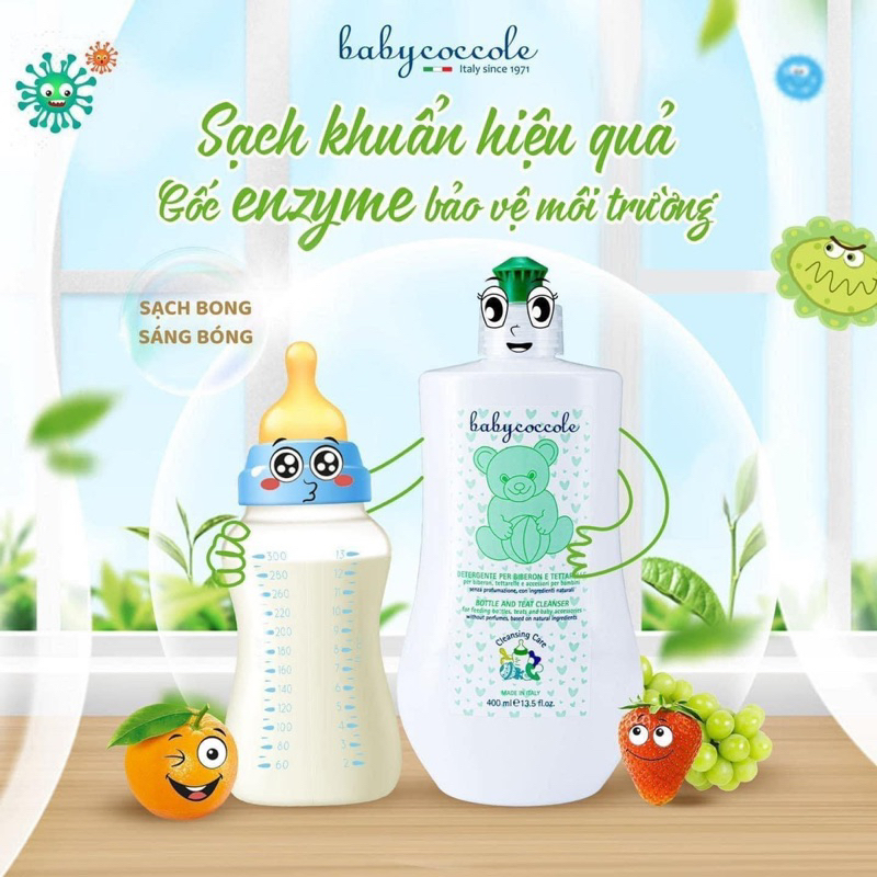 Nước rửa bình sữa Babycoccole Chiết xuất cỏ xạ hương và lô hội 400ml