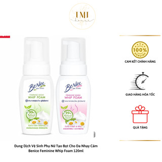 01 Chai Dung Dịch Vệ Sinh Phụ Nữ Tạo Bọt Cho Da Nhạy Cảm Benice Feminine Whip Foam Thái Lan 120ml