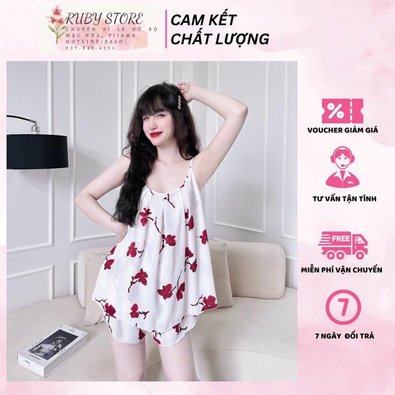 Đồ bộ 2 dây voan xếp li nữ chất mềm mịn 40-60kg - Ruby Store