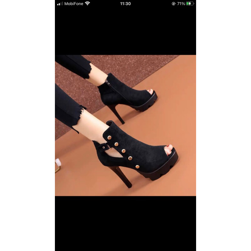 Giày dép nữ cao gót 11P Hàng QC sang chảnh quý phái Full 2 màu đen ,đỏ Size 35-39