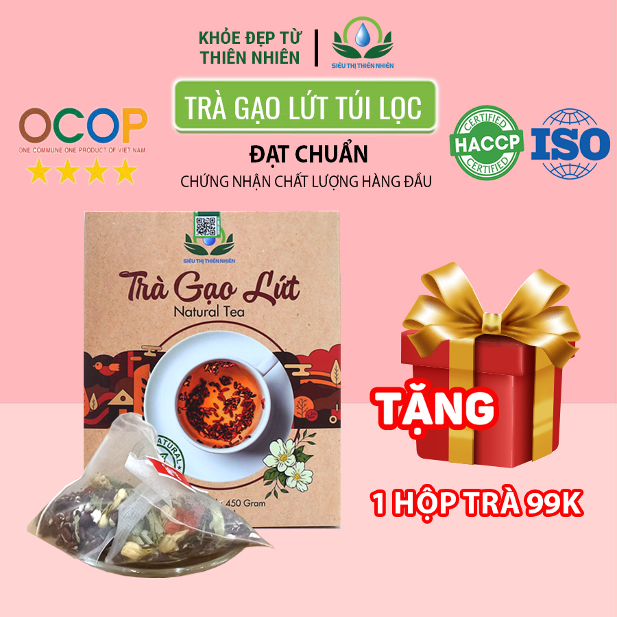 Trà Gạo Lứt Túi Lọc Giảm Cân Mix Hoa Nhài, Cỏ Ngọt, Kỳ Tử, Táo Đỏ, Đậu Đen, Đậu Đỏ, Lá Nếp - Siêu Thị Thiên Nhiên Nhiên