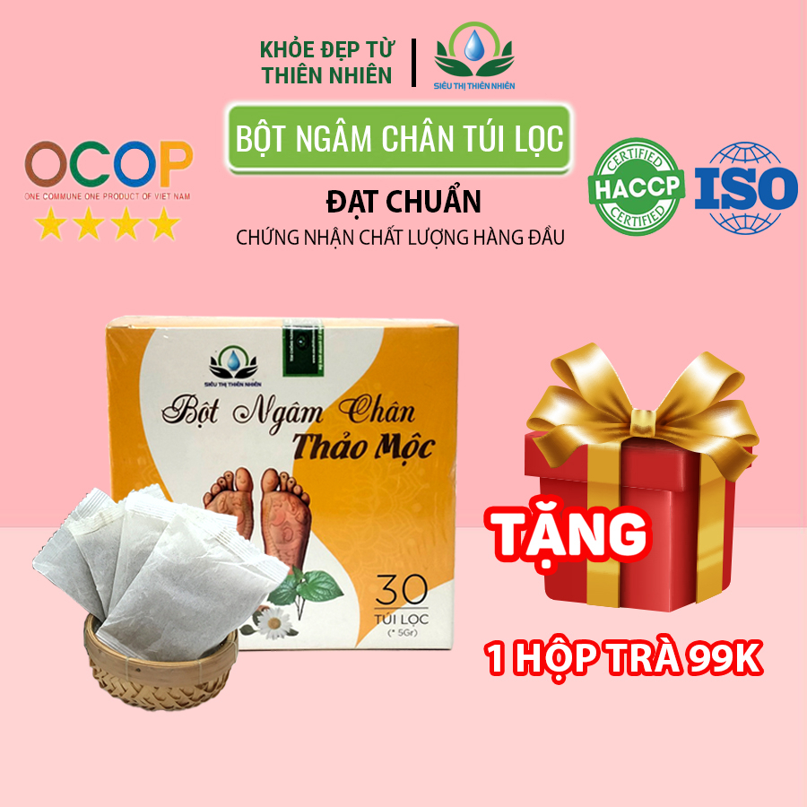 Bột ngâm chân thảo mộc hộp 30 túi lọc tiện dụng, thảo dược ngâm chân tay của Siêu thị thiên nhiên