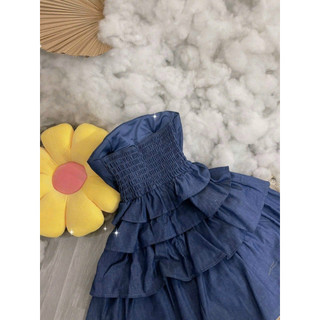 Đầm ống denim bèo tầng