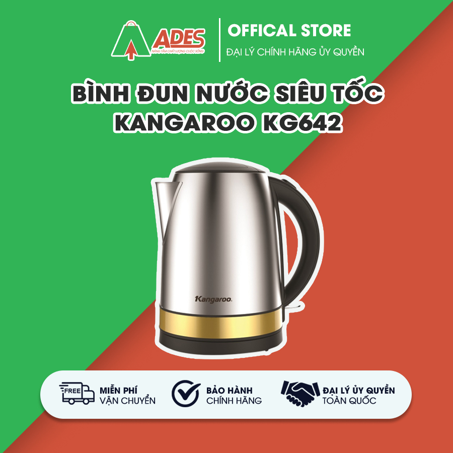 ✔️ Bình đun siêu tốc Kangaroo thân inox 1.7L model KG642 ✔️ Công suất 200W ✔️ BẢO HÀNH 12 THÁNG