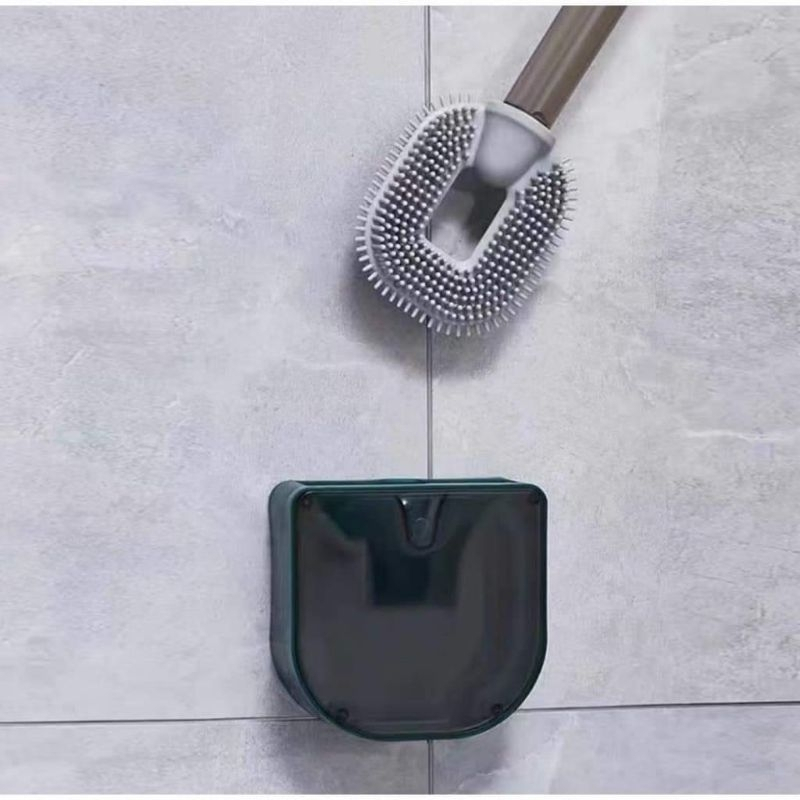 Chổi cọ toilet có hộp dán tường, có bìng chứa xà phòng bên trong thân cây