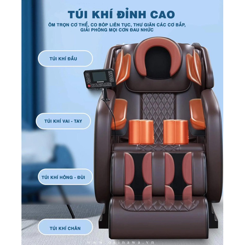 Ghế massage toàn thân Okinawa OS 111, 3D, bảng điều khiển tiếng Việt,
