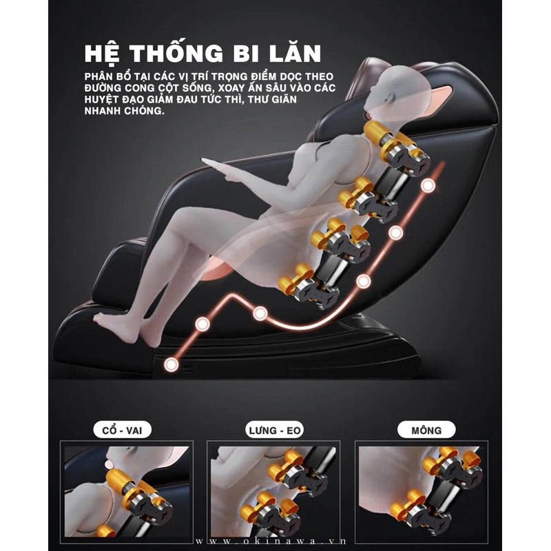 Ghế massage toàn thân Okinawa OS 111, 3D, bảng điều khiển tiếng Việt,