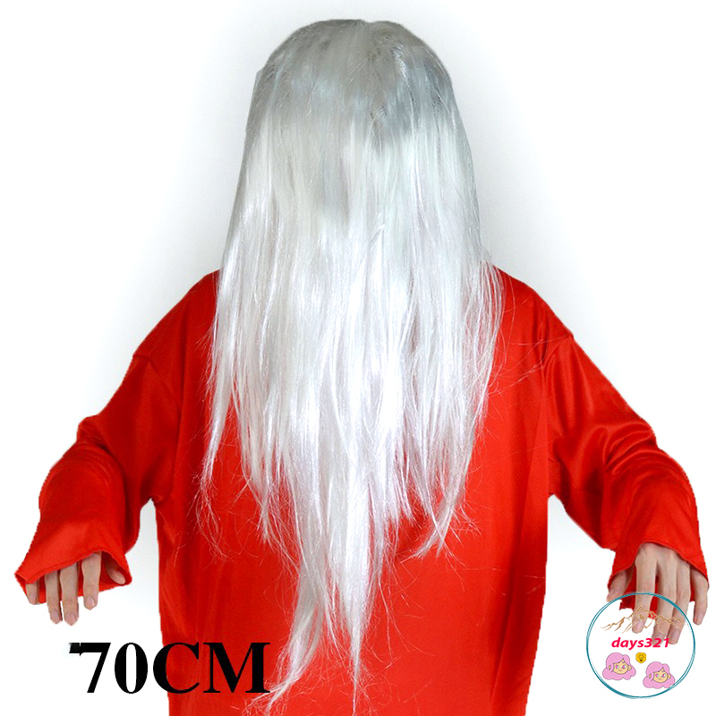 Bộ tóc TRẮNG XOÃ giả dài 70cm phù hợp đóng giả doạ ma, quay video tiktok ,dịp lễ halloween