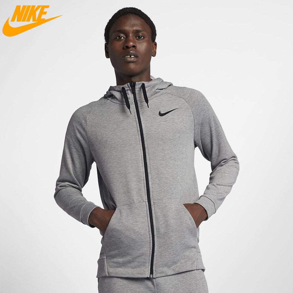 NIKE CHÍNH HÃNG - Áo khoác thể thao nam Nike Mens Dri-FIT Fleece Training Hoodie Jacket Authentic - Grey