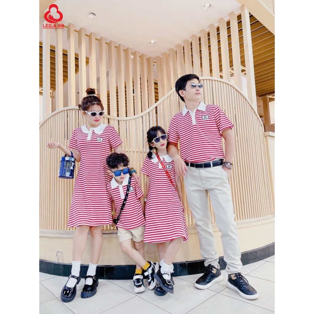 Set Đồ Đôi Gia Đình Sọc Đỏ GD04