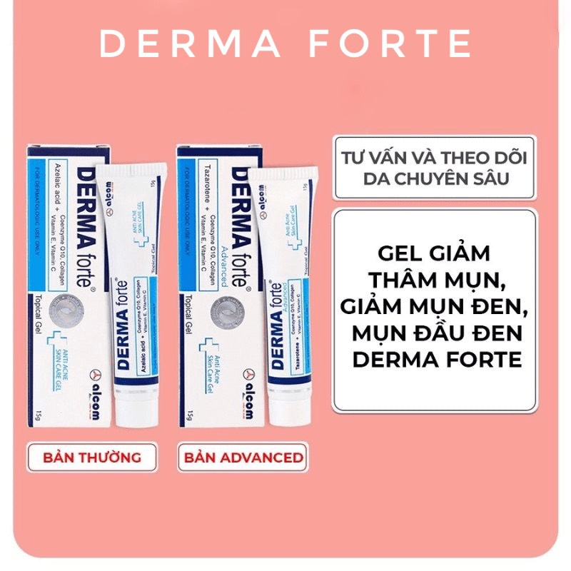 Derma Forte 15g - Gamma, Bản Thường / Advanced, Gel Giúp Giảm Mụn Trứng Cá, Ngừa Thâm, Mờ Sẹo, Da Dầ