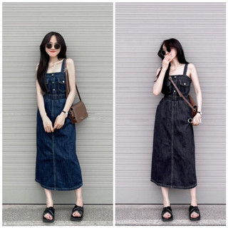 Đầm midi jeans hai dây
