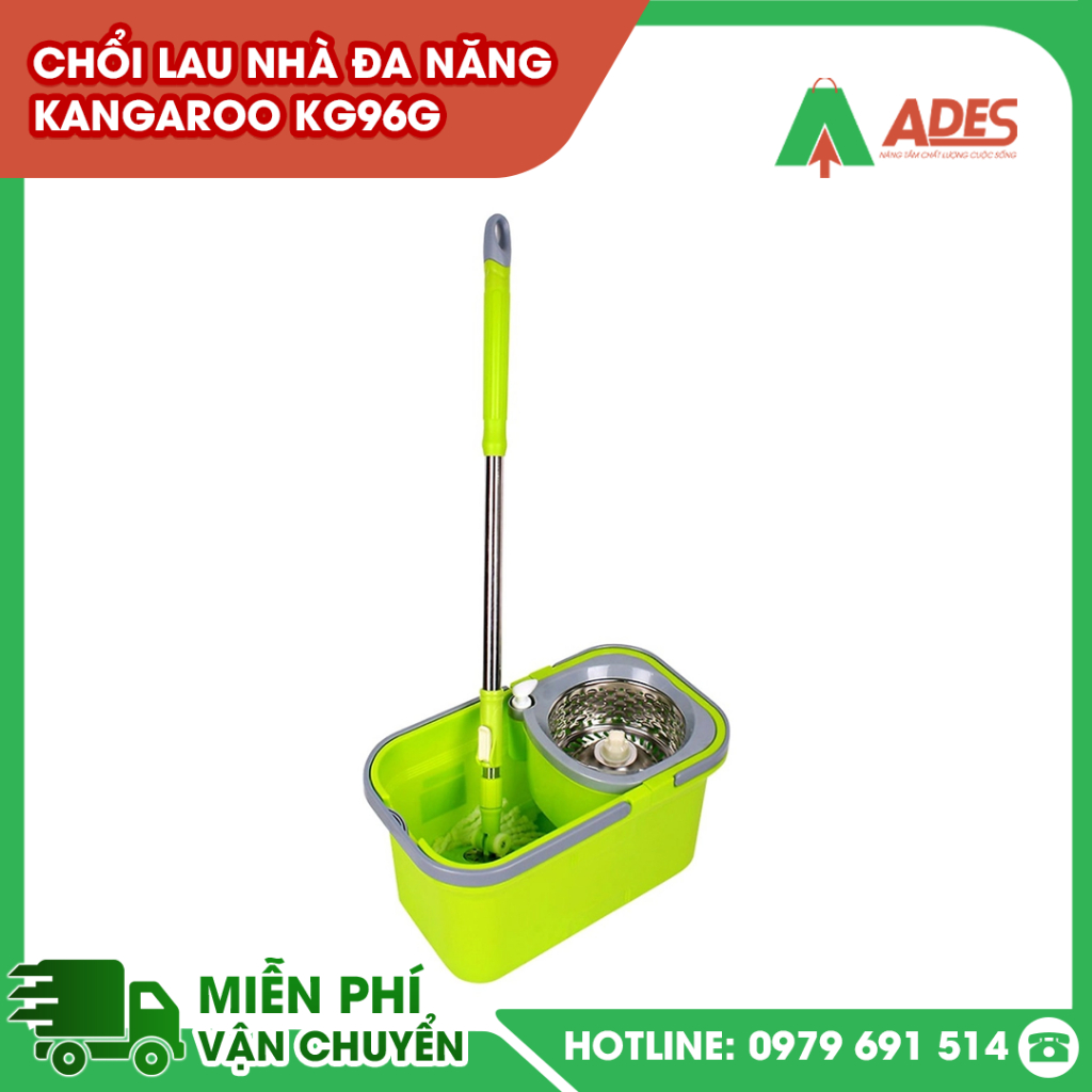 ✔️ Chổi lau nhà đa năng màu xanh Kangaroo KG96G ✔️ Đầu lau 360 độ